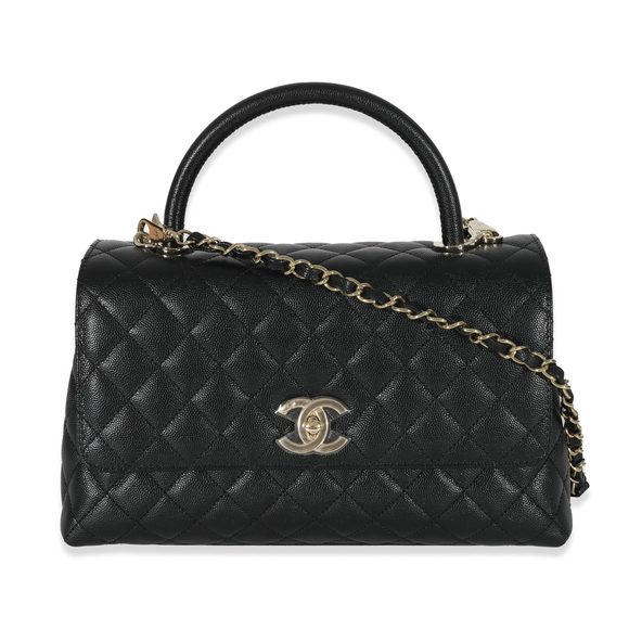 Chanel Black Quilted Caviar Medium Coco Top Handle Flap Bag - Picture 1 of 8